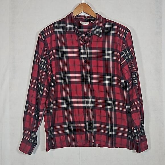 Talbots Vintage Button Up Plaid Cotton Shirt - Picture 1 of 9
